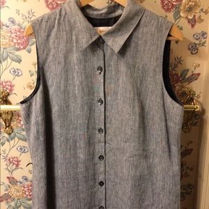 Talbots Sleeveless Irish Linen Houndstooth Dress